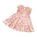 Baby Deals!Toddler Girl Clothes Clearance Toddler Girls Casual Dresses Kids Dresses Clearance Toddler Kids Baby Girls Fashion Cute Flying Sleeve Sweet Flower Print Ruffle Dress