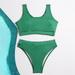 dmqupv Girls Swimsuit Size 14 Girl s Swimsuit Sport Solid High Waist Bikini Set Bathing Suit Guard Bathing Suit Toddler Green 10-11Y