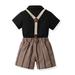 dmqupv Boys Outfits 6t Toddler Boys Short Sleeve T Shirt Tops Striped Prints Shorts Child Kids Jackets for Toddler Girls Black 3-4 Years