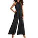 Women s Jumpsuits Rompers & Overalls Casual Solid Neck Hanging Sleeveless Pleated Backless Button Belt Jumpers for Women
