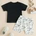 dmqupv Baby Boy Clothe Set Toddler Boys Girls Short Sleeve Cartoon Printed T Shirt Tops Shorts Outfits Boys Preppy Clothes Black 6-9 Months