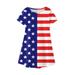 Baby Deals!Toddler Girls Casual Dresses Kids Dresses Clearance Toddler Kids Baby Girls Independence Day Fashion Cute Short Sleeve Star Print Dress