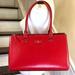 Kate Spade Bags | Kate Spade Red Leather Satchel Tote Briefcase Shoulder Bag With Three Sections | Color: Red/Silver | Size: Os
