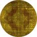 Ahgly Company Indoor Round Persian Yellow Bohemian Area Rugs 5 Round