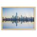 NYC Wall Art with Frame Manhattan Skyline with Freedom Tower Reflection on Water Shore Urban Scenery Photo Printed Fabric Poster for Bathroom Living Room Dorms 35 x 23 Multicolor by Ambesonne