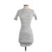 Forever 21 Casual Dress - Bodycon Crew Neck Short sleeves: Gray Marled Dresses - Women's Size Small