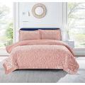 OZMIC Quilted Bedspreads Double Size - Super Soft 3 Piece Velvet Bed Spread Double Bed - Luxury Bedspread with Pillowcases Embossed Pink Bedspread Sofa Bed Throw Bedding sets