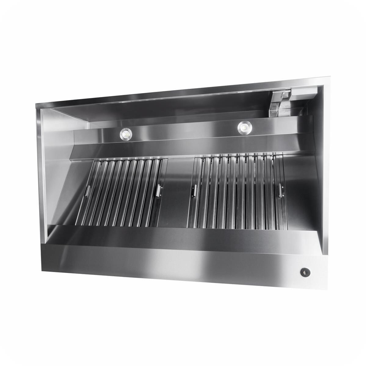 Edelstahl Wandhaube / Dunstabzugshaube Kastenform Pro mit Flammschutzfilter 100 x 110 cm Image