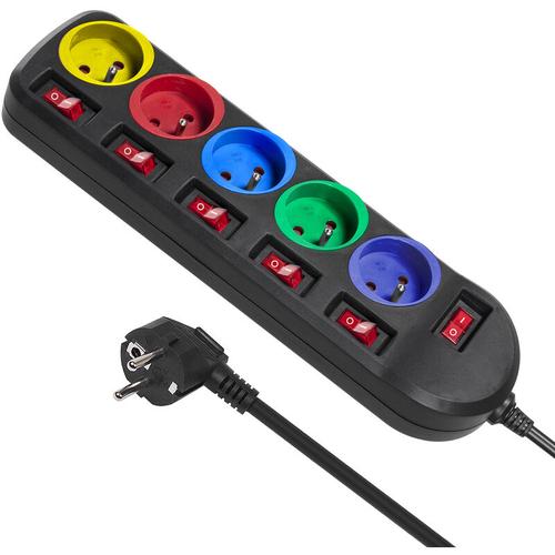 Steckdosenleiste 5-Fach 1,5m mit Steckdosen Leiste 2500W fr