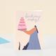 Birthday Wishes Card | Happy Cake Women's Black Cat Stylish Giant