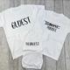 Baby Announcement Sibling T-Shirt Set, White Short Sleeve T-Shirts & Romper, Oldest Middle Youngest 3 Piece Clothing Set