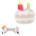 OUNONA Dog Plush Birthday Toys Bone Happy Puppy Chew Cake Stuffed Pet Biting Interactive Training Shape Funny Fetch Balls Party