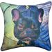 18" Blue and Green Animal Print French Bulldog Printed Square Throw Pillow