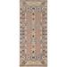 Geometric Heriz Serapi Indian Runner Rug Handmade Beige Wool Carpet - 2'7"x 8'0"