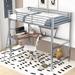 Twin Size Metal and Wood Loft Bed with Desk and Shelf