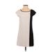 Express Casual Dress - Shift Scoop Neck Short sleeves: White Color Block Dresses - Women's Size X-Small