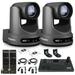 2 x PTZOptics Move 4K SDI/HDMI/USB/IP PTZ Camera with 12x Optical Zoom (Gray) (PT12X-4K-GY-G3) + PTZOptics SuperJoy PTZ Camera Joystick Controller + 2 x Universal Wall Mount (Black)