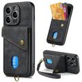 Dteck for iPhone 14 Pro Wallet Case Magnetic Work with Card Mount Holder Detachable Lanyard Strap with Kickstand Shockproof Premium PU Leather Wallet Card Holder Phone Protective Back Cover Black