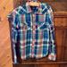 American Eagle Outfitters Tops | American Eagle Outfitters Long Sleeve Plaid Button Down, Slim, Fit Size Medium | Color: Blue/Pink | Size: M