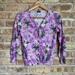 J. Crew Sweaters | J. Crew Floral Watercolor Style Cardigan | Color: Green/Purple | Size: Xs