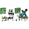 LEGO 21245 Minecraft Das Pandahaus Set & 21244 Minecraft Der Schwert-Außenposten Set, Spielzeug mit Creeper, Soldat, Wachkrieger und Skelett-Figuren, Set für Jungen und Mädchen ab 8 Jahren