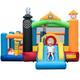 GYMAX Kids Bouncy Castle, 5 in 1 Inflatable Jumping House with Slide, 3 Ball Pit Areas, Basketball Hoop & 50 Ocean Balls, Children Bounce Playhouse for Outdoor Indoor