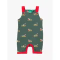 Little Green Radicals Baby Organic Cotton Bottom of The Garden Storytime Short Dungarees, Green Khaki/Multi