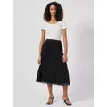 French Connection Plain Pleated Midi Skirt, Black