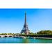 Ebern Designs Eiffel Tower in Paris, France - Wrapped Canvas Photograph Metal in Blue/Green | 32 H x 48 W x 1.25 D in | Wayfair