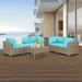 Wade Logan® Aranka 6 Piece Sofa Seating Group w/ Cushions Synthetic Wicker/All - Weather Wicker/Wicker/Rattan in Blue | Outdoor Furniture | Wayfair