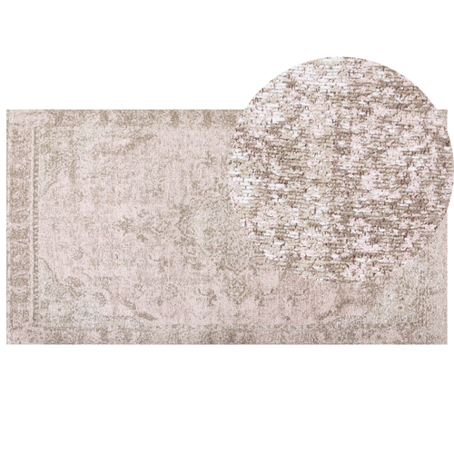 Teppich Baumwolle Polyester Rosa 80 x 150 cm Orientalisches Muster Distressed Vintage Wohndekoration