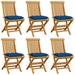 Aibecy Patio Chairs with Blue Cushions 6 pcs Solid Teak Wood