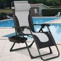 NiamVelo Oversized Zero Gravity Chair Folding Lounge Chair Outdoor Patio Adjustable Recliner W/Cup Holder Gray