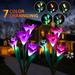 2pcs Outdoor Solar Flower Garden Stake Lights Solar Powered Flower Lights with 8 Lily Flowers Multicolor Changing LED Solar Landscape Lighting Decorative Light for Patio Backyard Purple Red