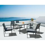 Oasis Casual 7Pcs Outdoor Textilene Budget-Friendly Dining Set 6 Singe Chairs and 1 DPC Top Table