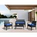 Oasis Casual Venranda 4Pcs Outdoor Patio Wicker Furniture Set with Blue Cushions Seats Four