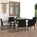 Aibecy 7 Piece Patio Dining Set Poly Rattan Black