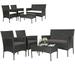 Gymax 4PCS Outdoor Furniture Set Patio Rattan Conversation Set w/ Grey & Off White Cushion