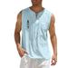 HUPTTEW Mens Tank Top Tank Sleeveless Fitness T Shirts Solid Print Light Blue Xxxl