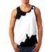 HUPTTEW Men s Slim-Fit Tank Top Tank Sleeveless Gradient Print White Xxxxl