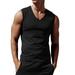 HUPTTEW Mens Sleeveless Tank Tops Tank Sleeveless Muscle Tee Shirts Solid Print Black L