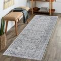 NAAR MARFI 2 2 x8 Area Rugs GREY/BLUE/Oriental Accent Power Loom Machine -Crafted Indoor Door Mat Non-Slip and Non-Shedding Throw Rug for Home Bedroom Kitchen Floor Bathroom Dining and Office
