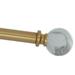 MERIVILLE 1-Inch Diameter Single Window Treatment Curtain Rod White Marble Ball Finial 84-inch to 120-inch Adjustable Royal Gold