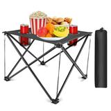 Small Folding Camping Table Heavy-Duty Portable Camping Folding Table with 2 Cup Holders Compact Square 18.5in x 18.5in x 14.96in Tent Table 1pc