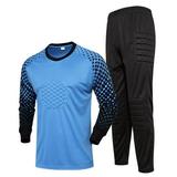 inhzoy Boys Goalkeeper Soccer Jersey and Pants Football Goalie Keeper Uniform Kit Blue 7-8