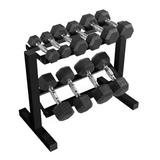 CAP 150 Lb. Coated Hex Dumbbell Weight Set 5-25 Lb. with Black Rack