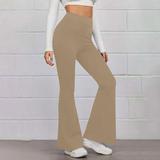 Gifts For Mom AXXD Slim High Elastic Waist Solid Sports Yoga Flare Pants Womens Golf Pants Clearance Khaki 8