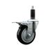 Stainless Steel Polyurethane Expanding Stem Swivel Caster with 4 Inch Black Wheel and 1-1/8 Stem & Total Locking Brake - 350 lbs. Capacity Per Caster - Service Caster Brand