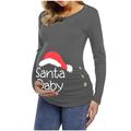 New Mom Maternity Shirt Christmas Womens Maternity Pregnancy Casual Long Sleeve Letter Print T Shirt Tunic Top Dress Maternity Clothes Summer Tops