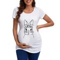 Baby Is Coming Shirt Maternity Easter Womens Maternity Short Sleeve Crew Neck Rabbit Graphic Ruched Sides T Shirt Tops Pregnancy Tunic Blouse Kitty Maternity Shirt